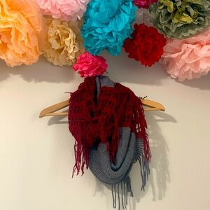 Two-Tone Fringe Infinity Scarf